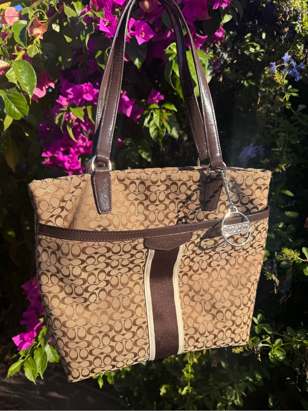 Vintage Coach Signature Stripe Tote